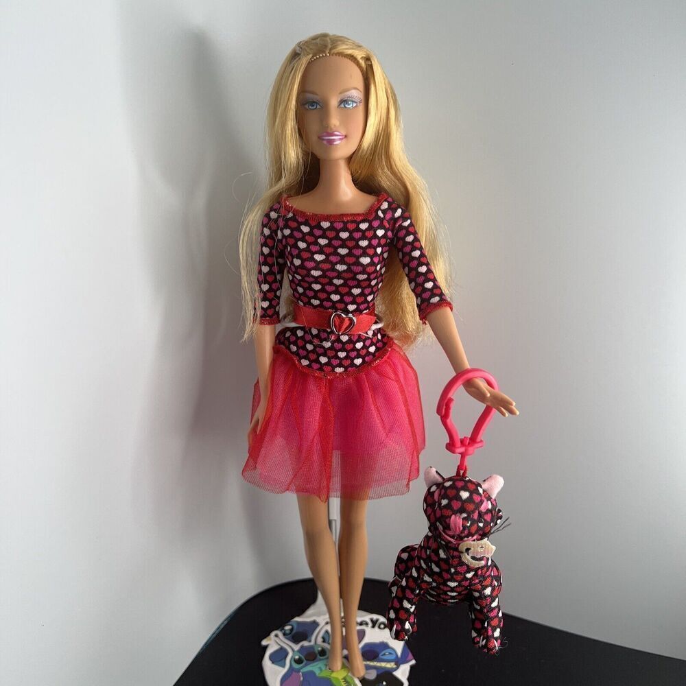 BARBIE XO Valentine Blonde Doll 2007 Valentine’s Day W/ Kitty Cat MO926